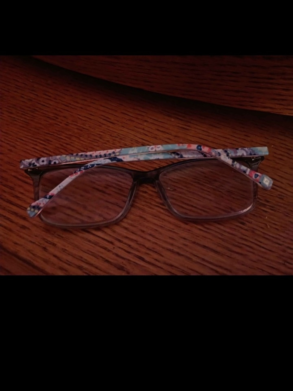 Adults Floral Print Rectangle Glasses - Pink/Blue